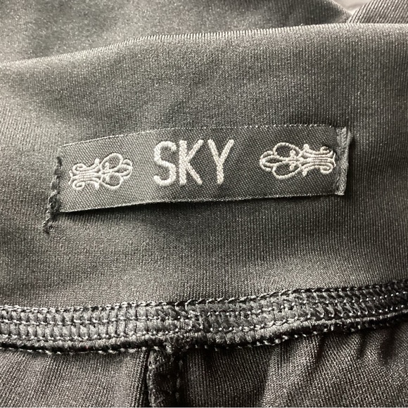 SKY CROPPED SPORT LEGGINGS BLACK BLUE WITH MESH SZ MED - Picture 4 of 4